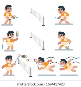 Characters , game, flat,tennis ,icon man, cartoon