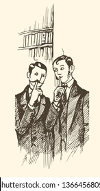 characters gossip macabre noir people emotions conspiracy sneak whisper
