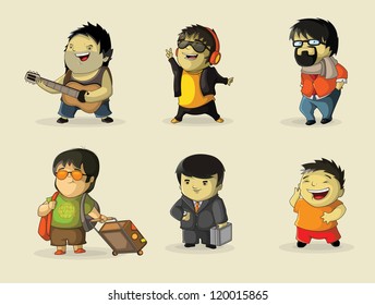 Characters involved various activities