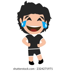 characters with laughing expressions while shedding tears. flat vector illustration on a white background.