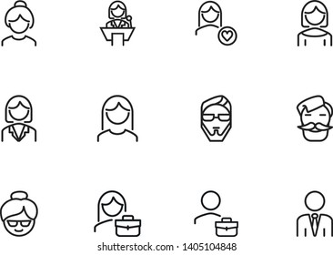 Characters line icon set. Face, personnel, profession. Avatar concept. Can be used for topics like people, social media, occupation