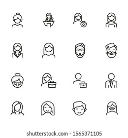 Characters Line Icon Set Face Personnel Stock Vector (Royalty Free ...