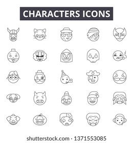 Characters line icons, signs set, vector. Characters outline concept, illustration: person,character,people,business,human,social