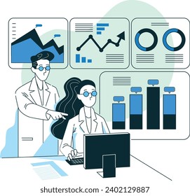 Characters manage finances. People calculating and analyzing personal or corporate budget, managing financial income, consulting with accountant. Flat