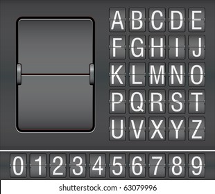 characters and numbers on mechanical scoreboard