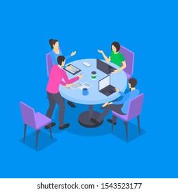 Characters People and Brainstorming Creative Concept 3d Isometric View Include of Woman and Man Person. Vector illustration