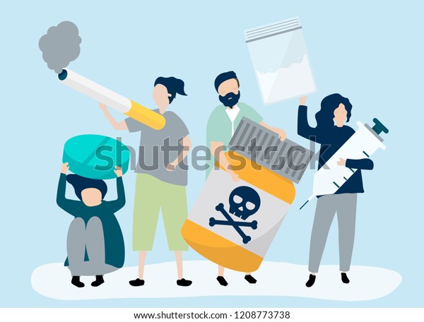 Characters People Holding Illegal Drug Icons Stock Vector (Royalty Free ...