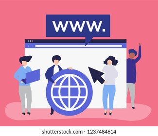 Merkmale von Personen, die Internet-Suchsymbole zur Illustration halten