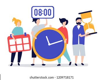 Charaktere von Personen, die Zeitmanagement-Konzept Illustration