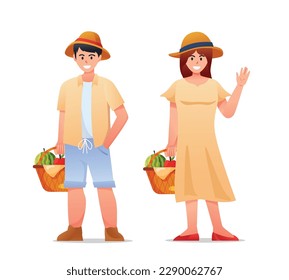 Characters people picnic on summertime holidays vector illustration