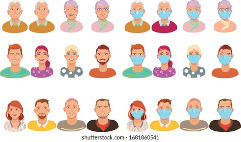 caracteres personajes conjunto de iconos de dibujo vectorial