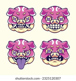 	
characters Pig Set vector art