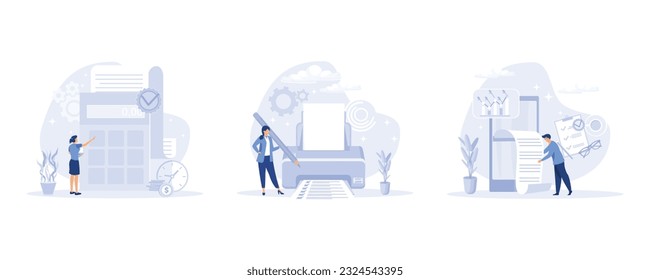 Characters planning finances. Personal finance and savings concept. flat vector modern illustration