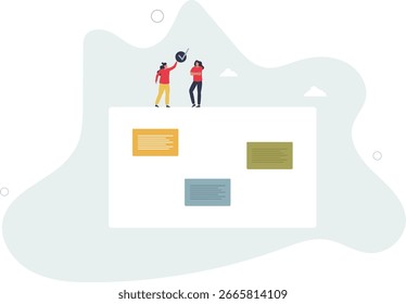 Personajes planificando tareas de trabajo. vida humana.