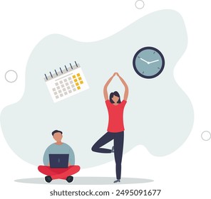 Characters planning work tasks,making schedule using calendar. Business and organization concept.flat design.illustration with people.