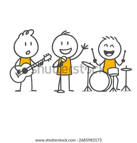 Characters Playing Live Music The Band's Cheerful Energy and Harmonious Sounds.