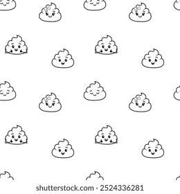 Personajes de poops en blanco y negro sin patrón. Caca. Vector de fondo. Caricatura. Ilustración vectorial aislada eps 10