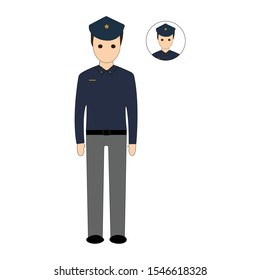 characters of the profession, patrol officer, vector illustration