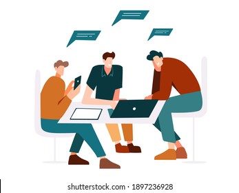 Characters Programmers Teamwork Office Behind Laptop Stock Vector ...