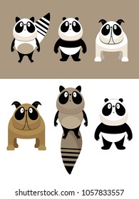 
characters raccoon dog bulldog panda cartoon greeting card stickers game books