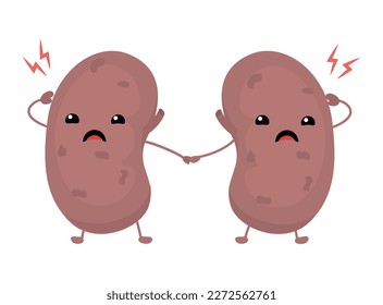 Characters of sad and happy kidneys. Vector illustration 