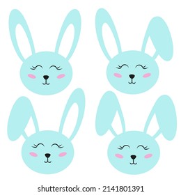 Сute characters set  Bunny or rabbits. Vector illustration  for Easter. Сharacters for kids,  baby t-shirts, fabrics, greeting cards, wallpapers, gift wrapping paper, web page etc.