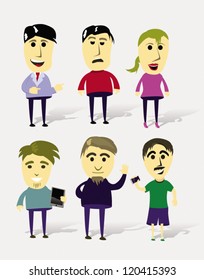 characters, set of cartoon office worker in various poses for use in presentations, infographics, in vectors etc.