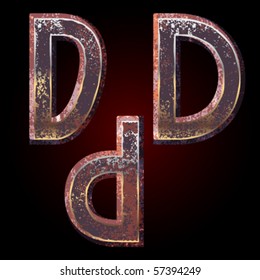 El juego de caracteres del metal oxidado