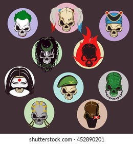 Characters Skulls Collection Icons Set