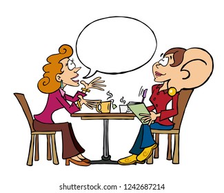 Characters Sophie demonstrating active listening with a client