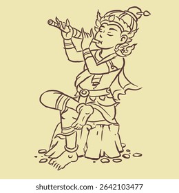 Characters in Thai literature vector for illustration, card, decoration