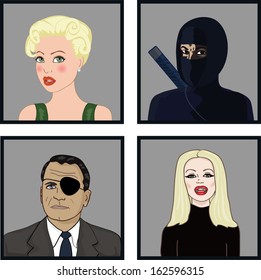 characters woman ninja eye patch vamp lady