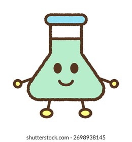 Ilustración de un solo icono de estilo de personaje: Erlenmeyer frasco