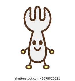 Zeichenstil-Illustrationsgabel mit einem Symbol
