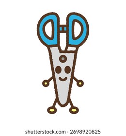 Ilustração de ícone único de estilo de caractere: tesoura