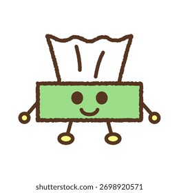 Ilustração de ícone único de estilo de caractere: caixa de tecido
