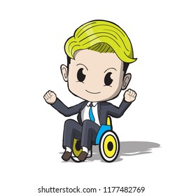 Charactor working wheelchair man Vector illustration