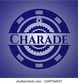 Charade badge with denim texture