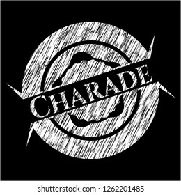 Charade chalkboard emblem on black board