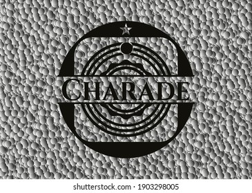 Charade dark badge with grey bubbles background. Vector Illustration. Detailed. 