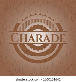 Charade retro wood emblem. Vector Illustration.