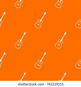 Charango pattern repeat seamless in orange color for any design. Vector geometric illustration