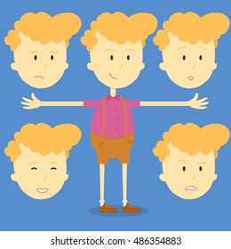 Charcater for animation. Setup for rigging flat cartoon boy