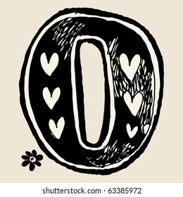 charcoal alphabet, doodle O