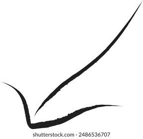 Charcoal arrows vector icons set. Hand drawn freehand different curved lines, swirls arrows. Doodle marker drawing, black chalk smears.