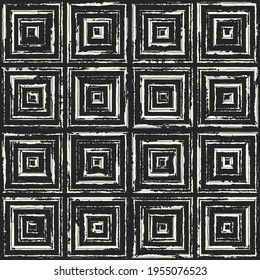 Charcoal Aztec Tile Checked Pattern