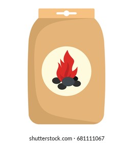 Charcoal bag for BBQ grill in cartoon flat style isolated on white background barbeque object for summer party barbeque design