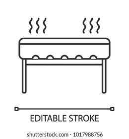 Charcoal barbecue grill linear icon. Thin line illustration. Contour symbol. Vector isolated drawing. Editable stroke