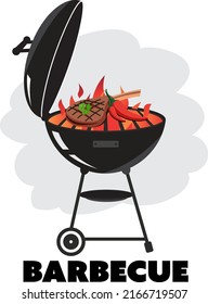 Charcoal BBQ Grill appliance hobby cooking vector icon illustration