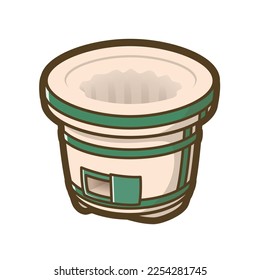 Charcoal brazier without net. Japanese traditional culture. Vector illustration.
